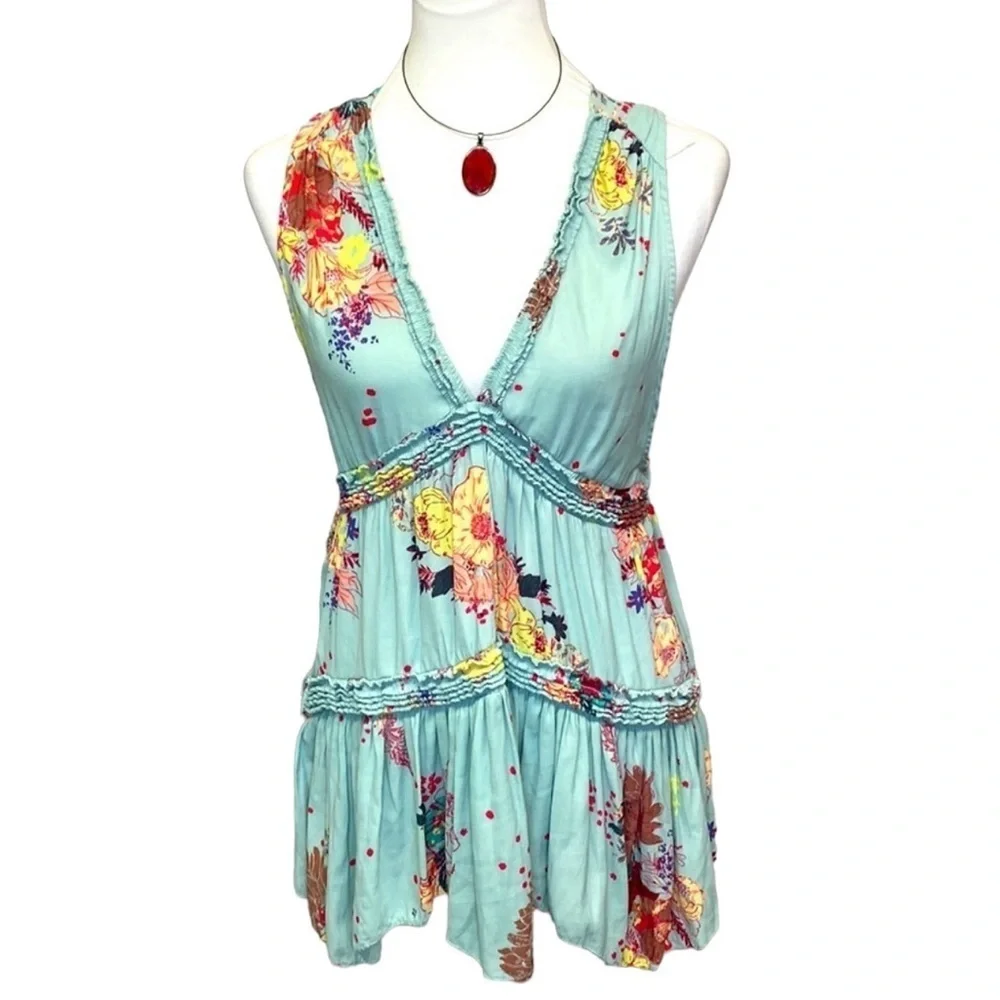 Free People Boho Ruffled Hem Blouse